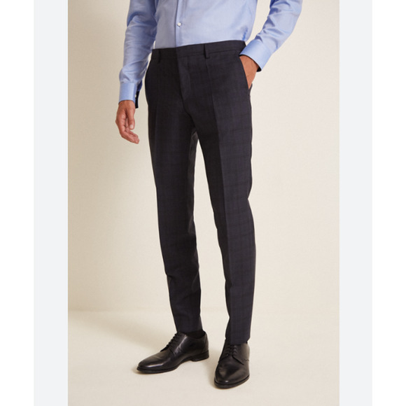 Hugo Boss Men Check Dress Pants Navy Size 36R